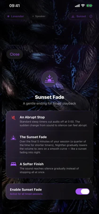 Nightfan Sunset Fade settings