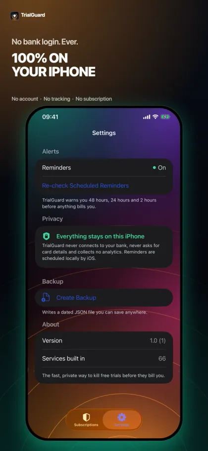 TrialGuard screenshot: private