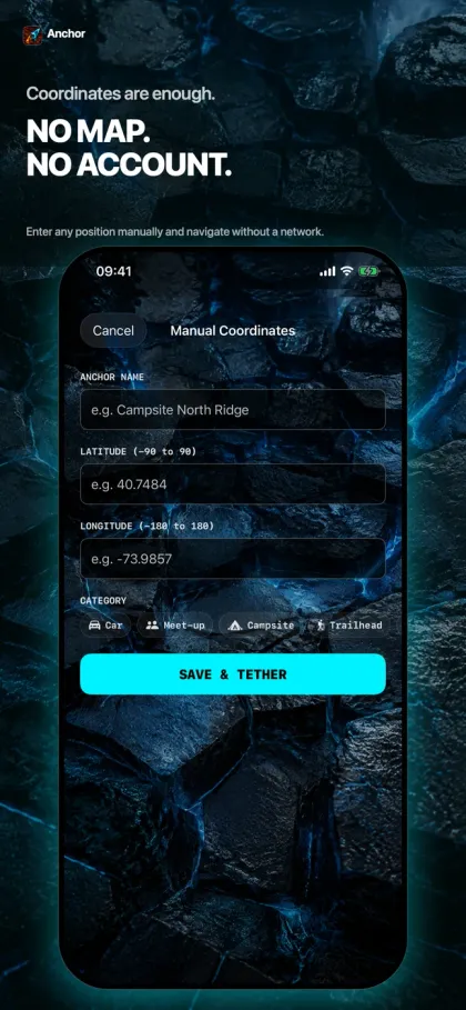 Anchor screenshot: no account